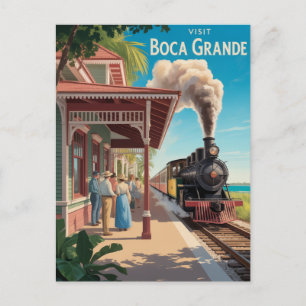 Boca Grande Gasparilla vintage railway station Holiday Postcard