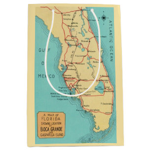 Boca Grande Useppa Floprida Map Medium Gift Bag