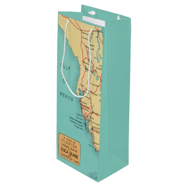 Boca Grande Useppa Island Map Wine  Gift Bag (Front Angled)