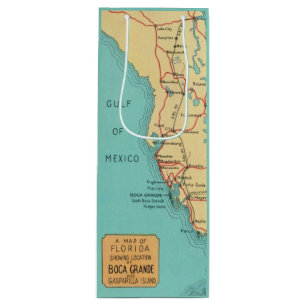 Boca Grande Useppa Island Map Wine Gift Bag