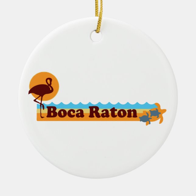 Boca Raton - Beach Design. Ceramic Ornament (Front)