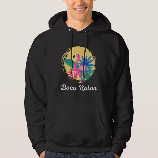 Boca Raton Florida Beach Tropical  Flamingo Hoodie (Front)