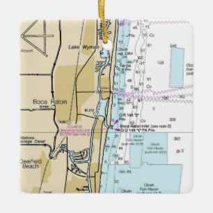 Boca Raton Florida Chart Ceramic Ornament
