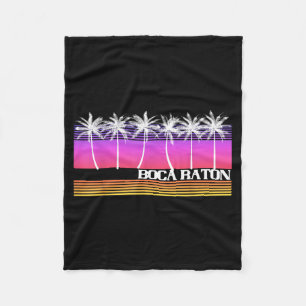 Boca Raton Florida Retro Beach Vintage Sunset 70s Fleece Blanket