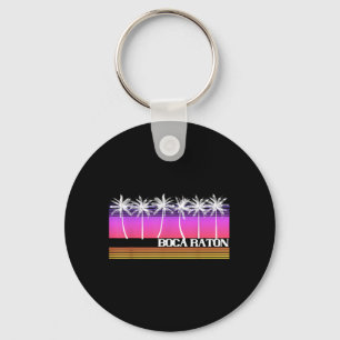 Boca Raton Florida Retro Beach Vintage Sunset 70s Keychain