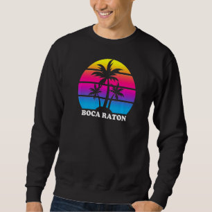 Boca Raton Florida Retro Palm Tree Sunset Vacation Sweatshirt