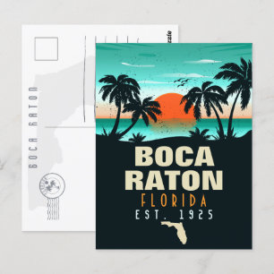 Boca Raton Florida Retro Sunset Beach Souvenirs Postcard