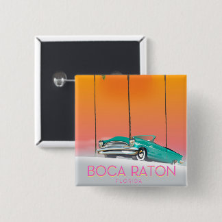 Boca Raton Florida travel poster. 2 Inch Square Button