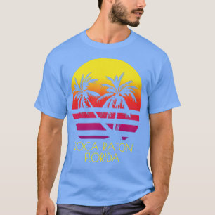 Boca Raton Florida Vintage Tropical Sunset Palm Tr T-Shirt