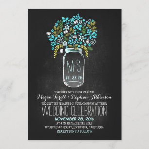 bocal de mason floral chalkboard invitations de ma