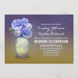 Bocal de mason peint invitations de mariage rustiq