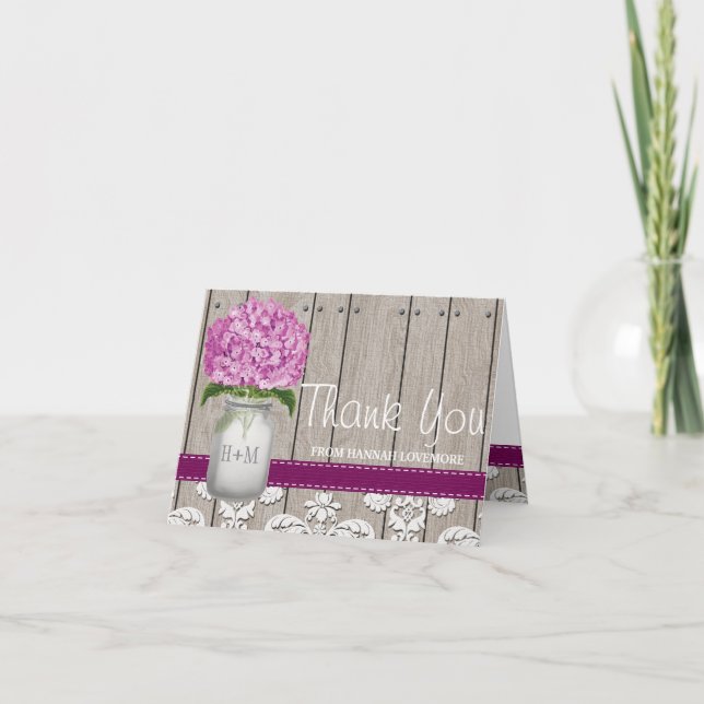 Bocal Mason Monogrammé Hydrangea Abricot MERCI (Devant)