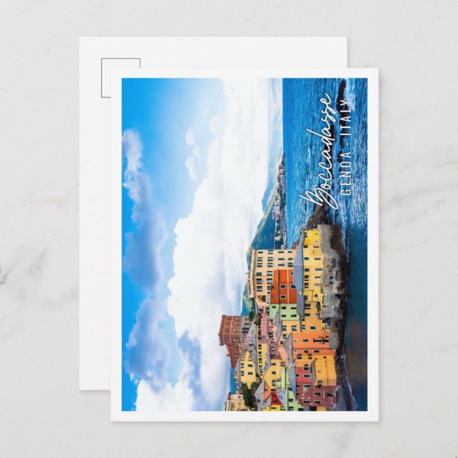 Boccadasse marina panorama in Genoa Italy Postcard (Front/Back)