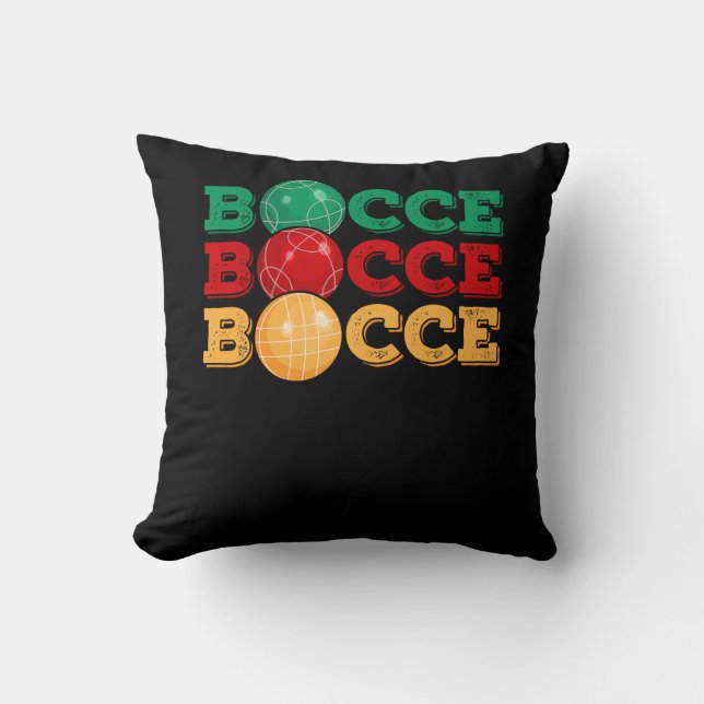 Bocce Ball Game Enthusiast Lawn Bowling Boule Bocc Throw Pillow (Front)