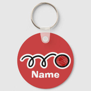 Bocce ball keychain with personalized name