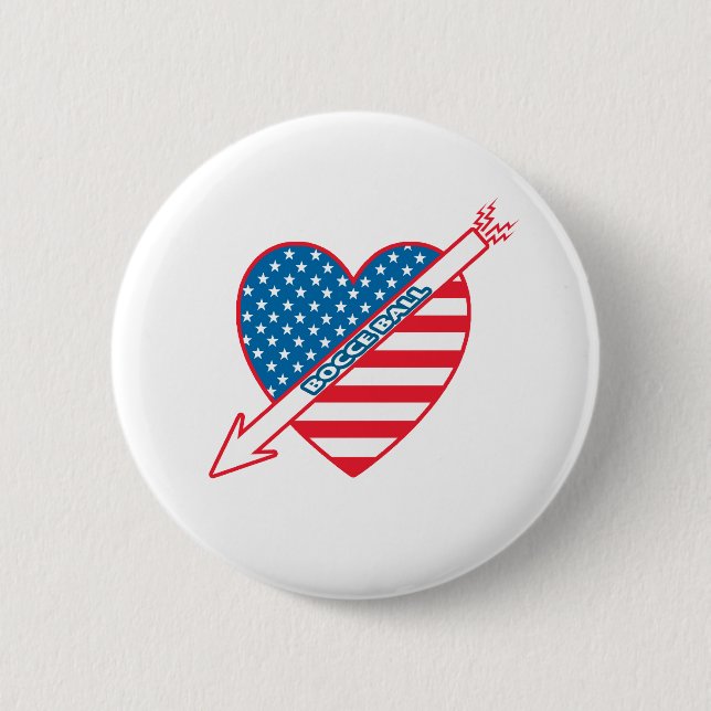 Bocce Ball Patriot Heart 2 Inch Round Button (Front)