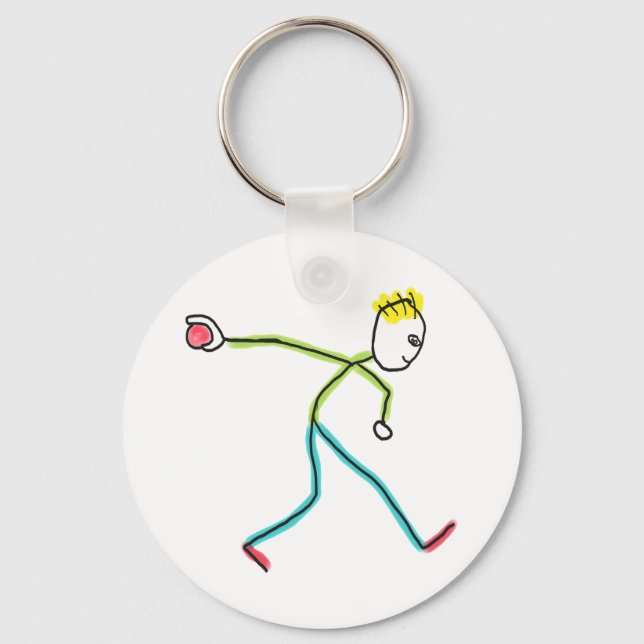 Bocce Ball Stickman Keychain (Front)