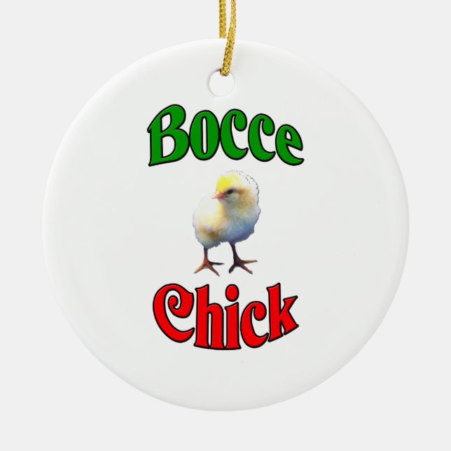 Bocce Chick Ceramic Ornament (Front)