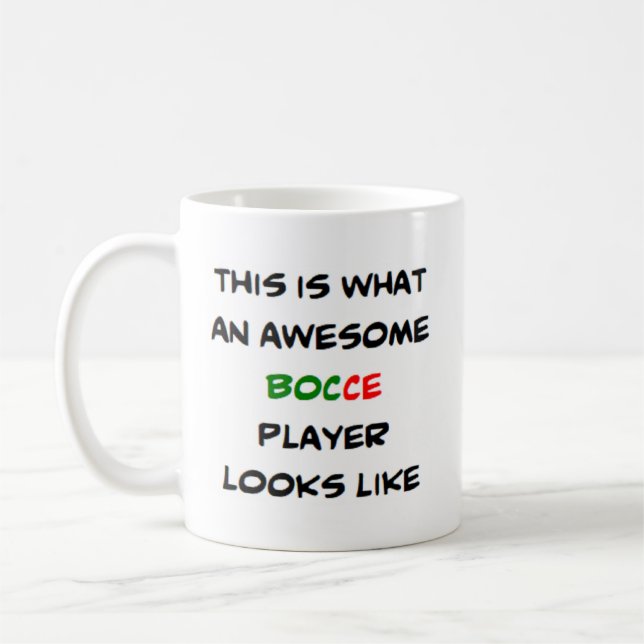 bocce player, awesome coffee mug (Left)