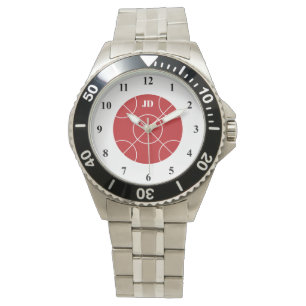Bocce rouge montre homme avec monogramme personnal