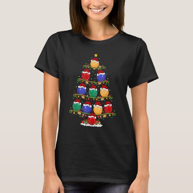 Bocce Sports   Lights Xmas Santa Bocce Christmas T T-Shirt (Front)