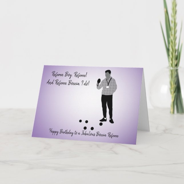 Boccia Boy Referee with Paddle Birthday Card (Front)