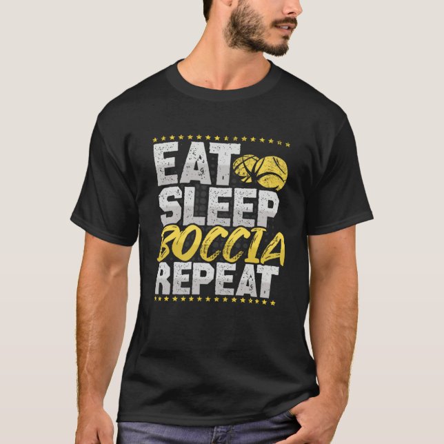 Boccia Eat Sleep Repeat Target Boule Game Hobby Bo T-Shirt (Front)