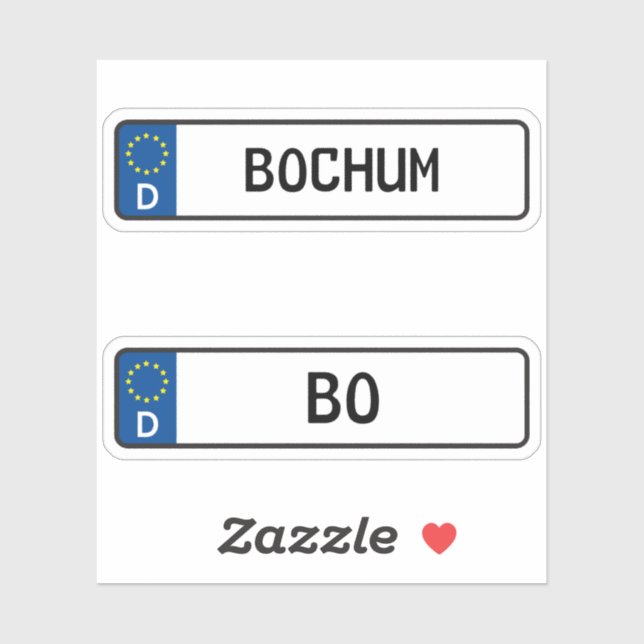 Bochum kennzeichen, German Car License Plate (Sheet)