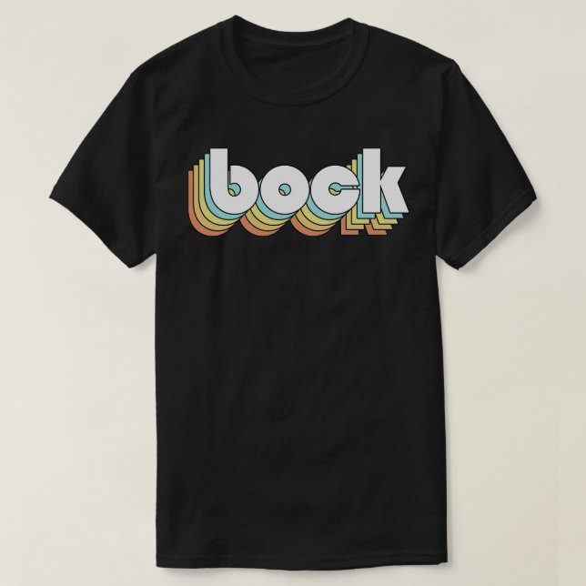 Bock Retro Rainbow Typography Faded Style T-Shirt (Design Front)