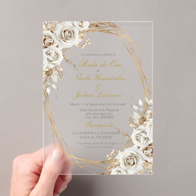 Boda de oro wedding acrylic invitation (Insitu (Handheld))