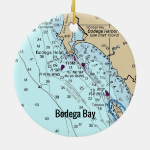 Bodega Bay CA Chart Ceramic Ornament