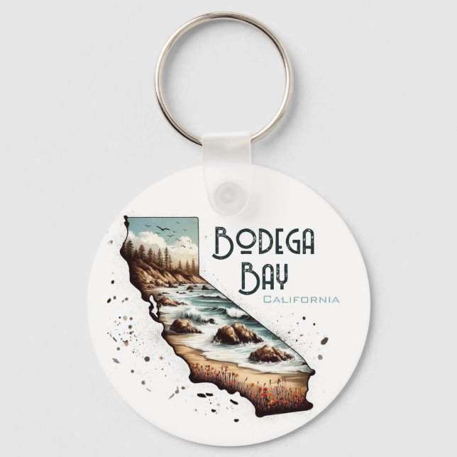 Bodega Bay California Souvenir Gift Keychain (Front)