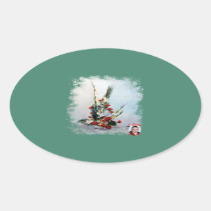 Bodegón de flores/Still life of flowers Oval Sticker