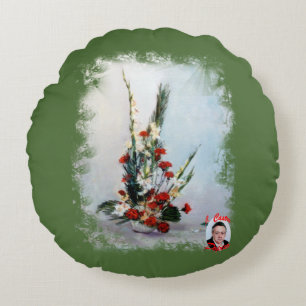 Bodegón de flores/Still life of flowers Round Pillow