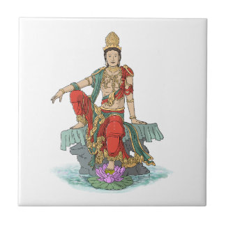 Bodhisattva of Compassion ceramic tile