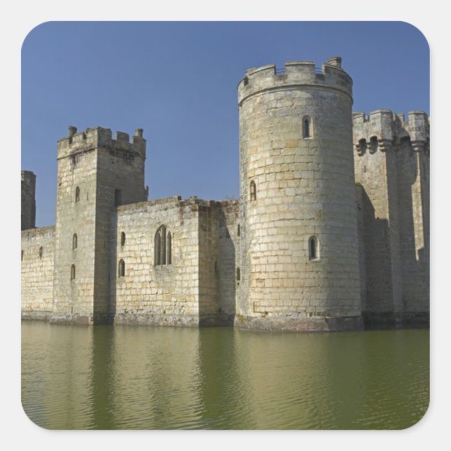 Bodiam Castle (1385), reflected in moat, East Square Sticker (Front)