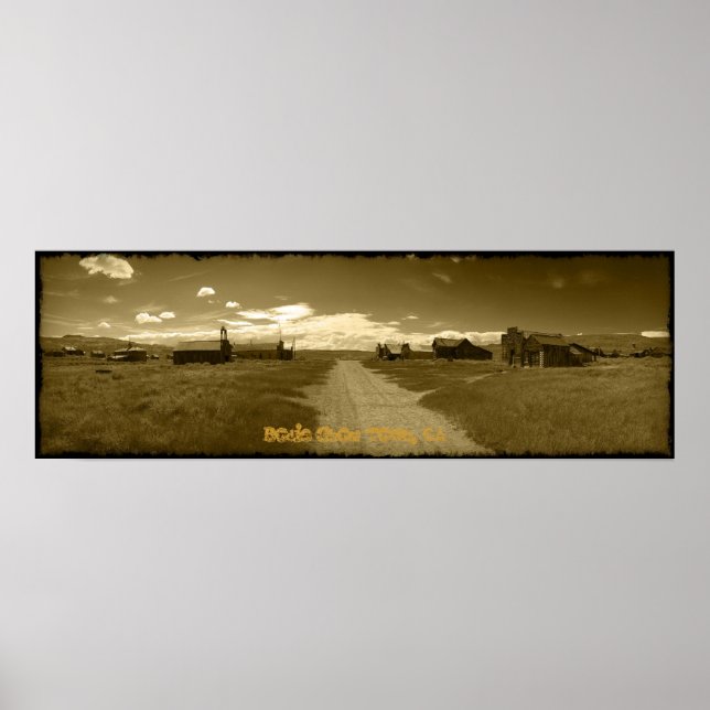 Bodie Ghost Town Sepia Pano Poster (Front)
