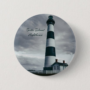 Bodie Island Lighthouse black and white 2 Inch Round Button
