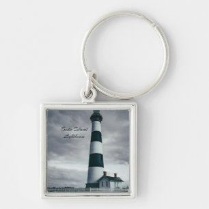Bodie Island Lighthouse black and white Keychain