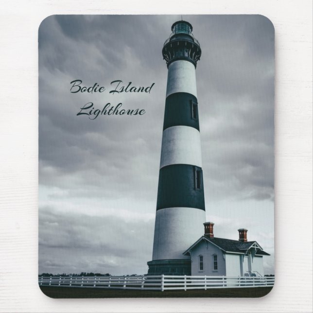Bodie Island Lighthouse black and white Mouse Pad (Front)