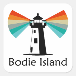 Bodie Island Lighthouse North Carolina Rainbow Square Sticker