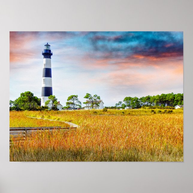 Bodie Lighthouse Outer Banks North Carolina Art Poster (Front)