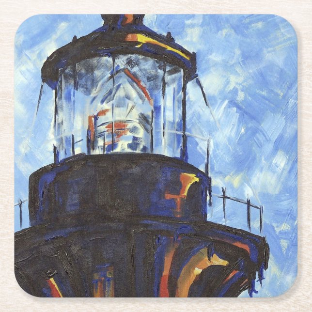 Bodie Lighthouse Top Square Paper Coaster (Front)
