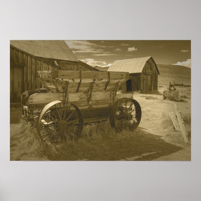 Bodie Mining Cart Sepia Poster (Front)