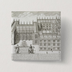 Bodleian Library, Oxford, from 'Oxonia Illustrata' 2 Inch Square Button