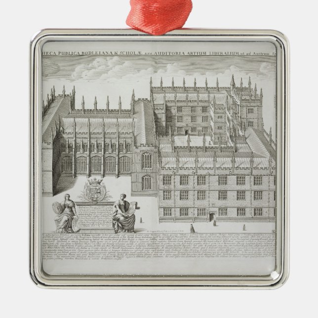 Bodleian Library, Oxford, from 'Oxonia Illustrata' Metal Ornament (Front)