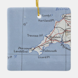 Bodmin Cornwall Vintage Map Ceramic Ornament