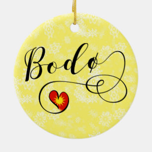 Bodø Flag Heart, Norway, Bodö Ceramic Ornament