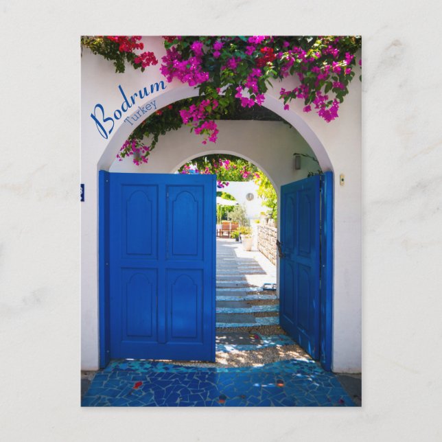 Bodrum Turkey Blue Door Postcard (Front)