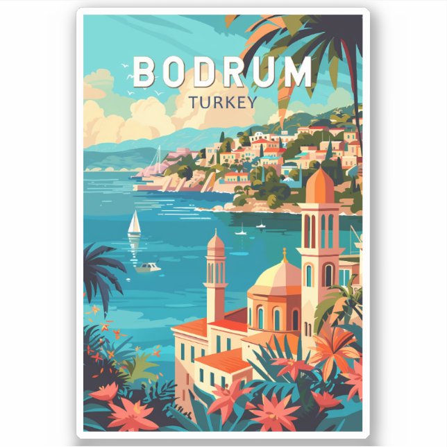 Bodrum Turkey Travel Art Vintage (Front)